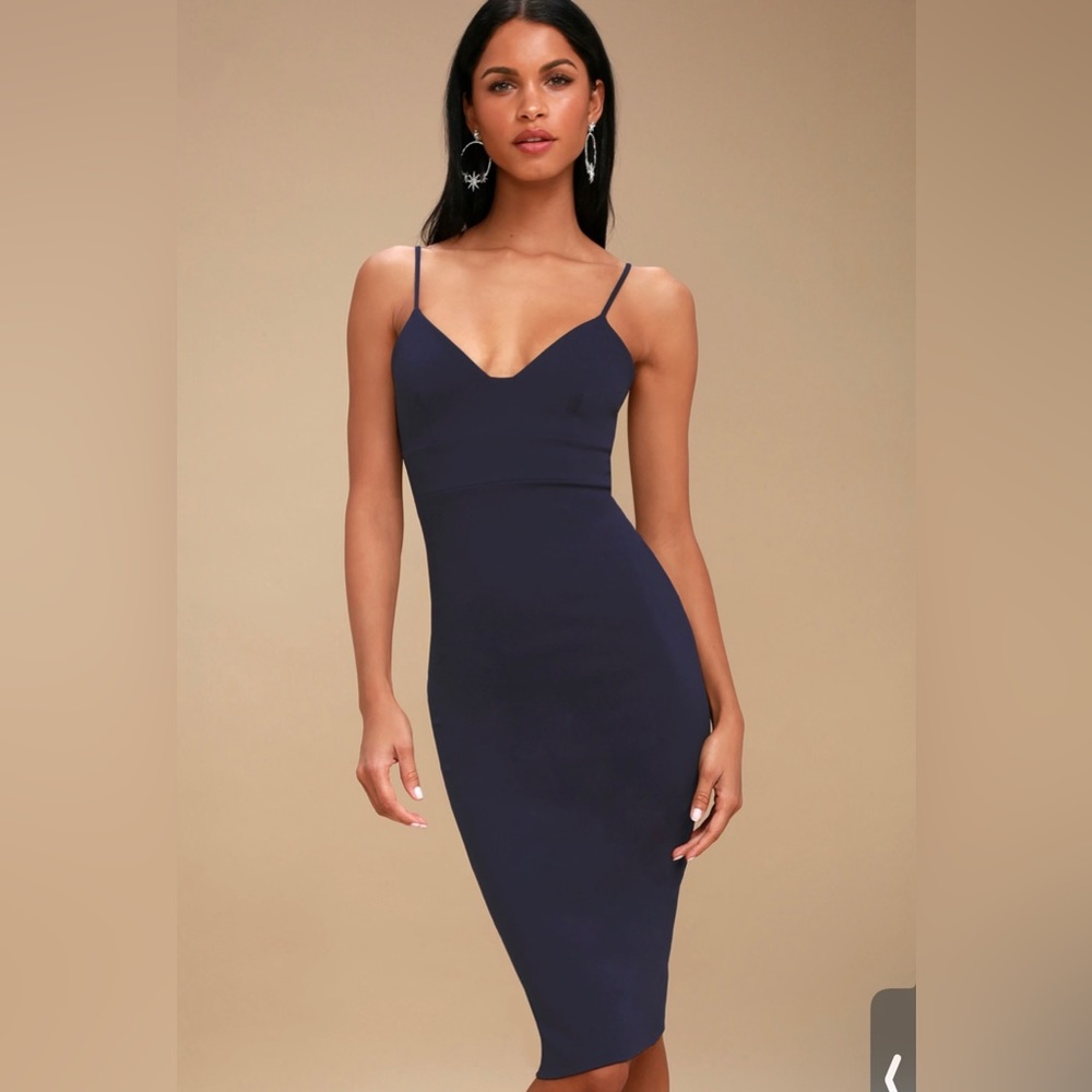 Lulus Don’t Tell ‘Em Navy Blue Bodycon Midi Dress